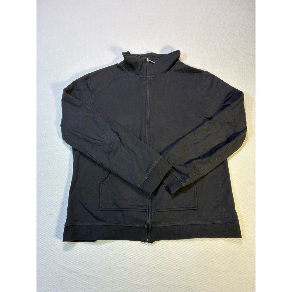 Harve Benard Sport Full‎ Zip Sweater Women's  XL Black Cotton Spandex Mock Neck